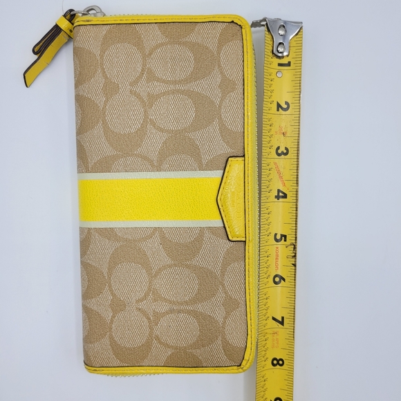 Coach Signature Yellow Long Zip Around Wallet - Picture 10 of 11